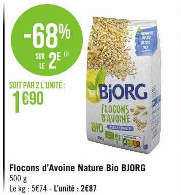 flocons d'avoine nature bio bjorg