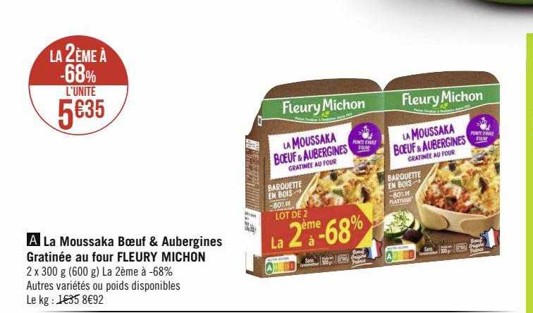 la moussaka bœuf & aubergines gratinée au four fleury michon