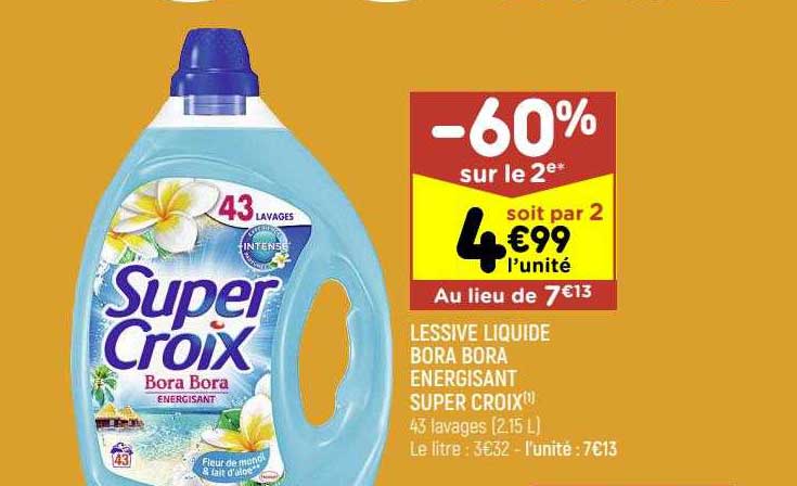 Lessive Liquide Bora Bora énergisant Super Croix