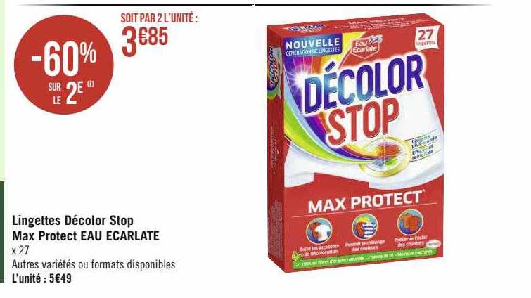 lingettes décolor stop max protect eau écarlate