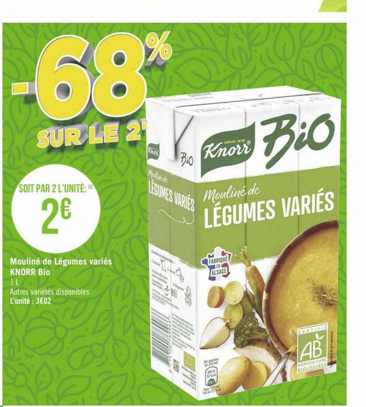 mouliné de légumes variés knorr bio