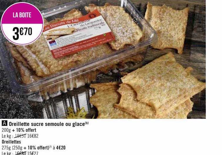 oreillette sucre semoule ou glace, oreillettes