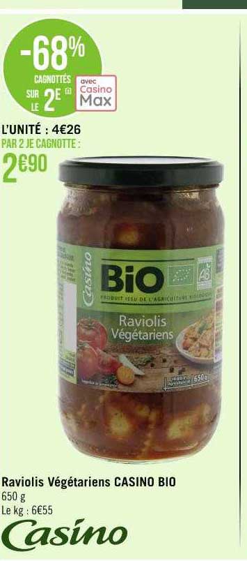 Raviolis Végétariens Casino Bio