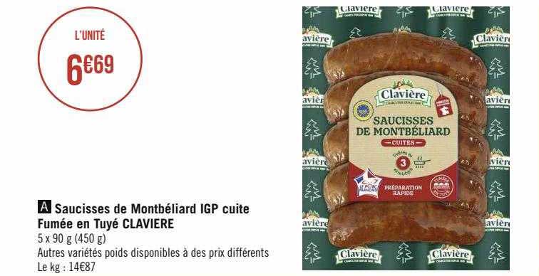 Saucisses De Montbélaird Igp Cuite Fumée En Tuyé Clavière