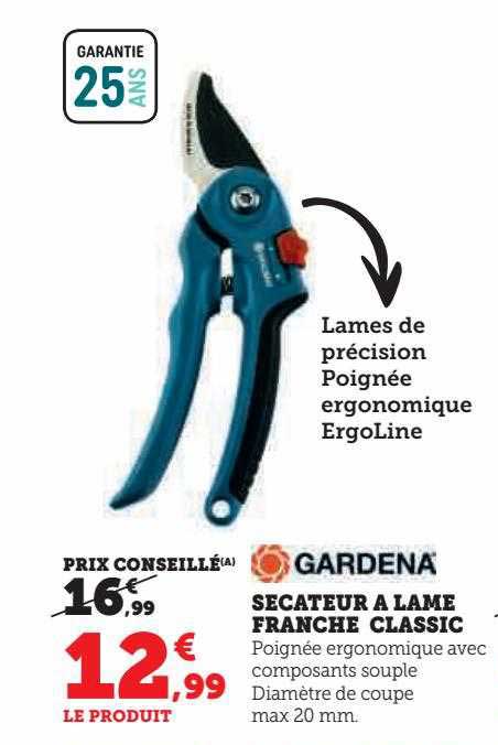 sécateur à lame franche classic gardena