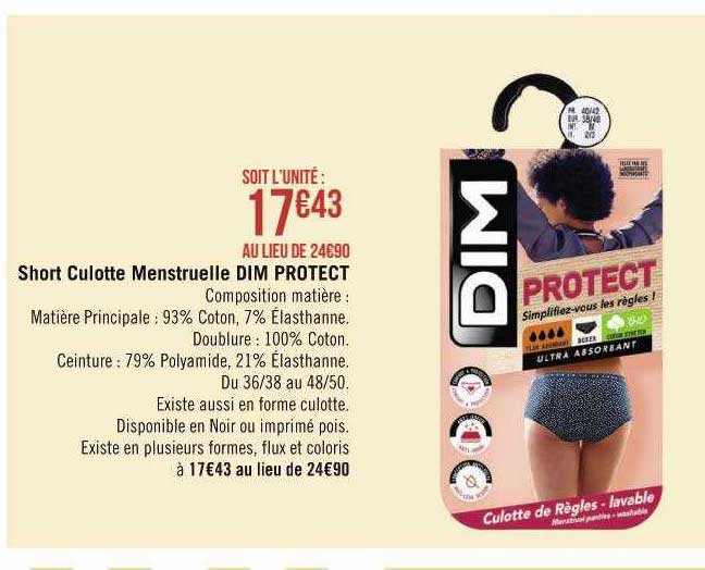 Short Culotte Menstruelle Dim Protect