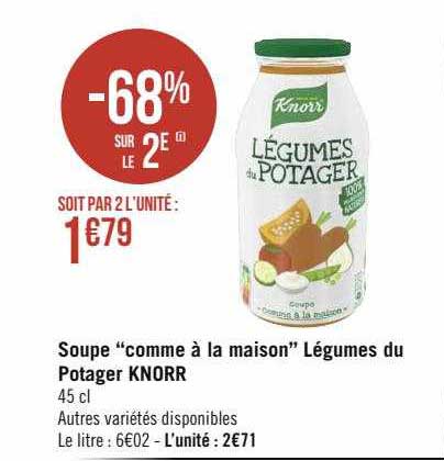 soupe "comme à la maison" légumes du potagers knorr