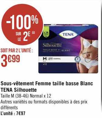 sous-vêtement femme taille basse blanc tena silhouette