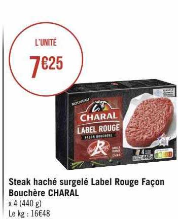 steak haché surgelé label rouge façon bouchère charal