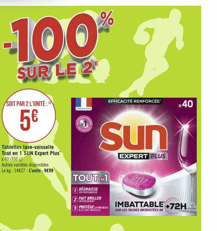 tablettes lave-vaisselle tout en 1 sun expert plus