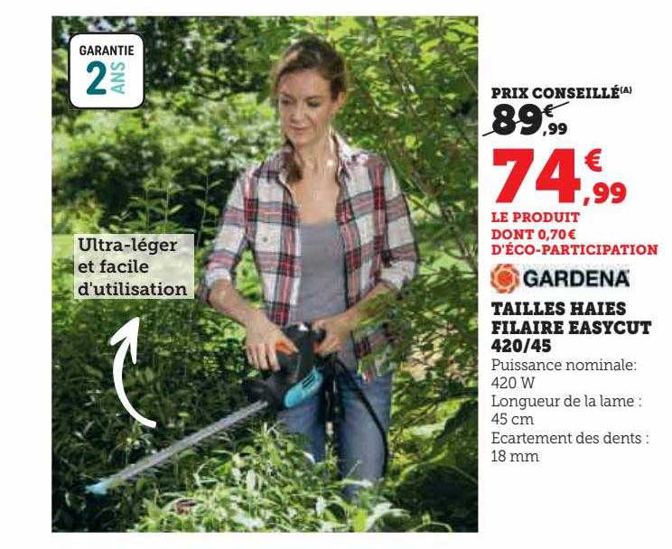 tailles haies filaire easycut 420-45 gardena