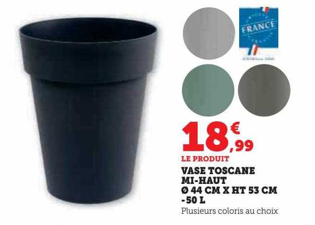 vase toscane mi-haut ø 44 cm x ht 53 cm - 50 l