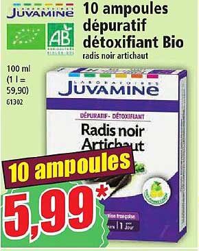 10 ampoules dépuratif détoxifiant bio juvamine