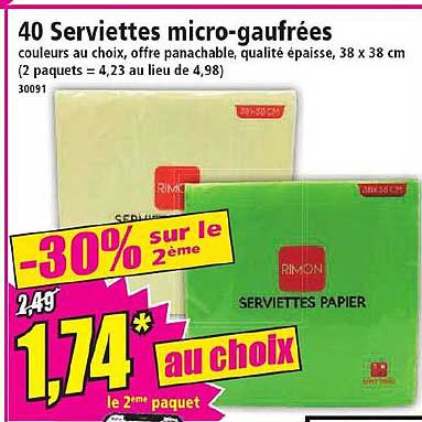 40 serviettes micro-gaufrées