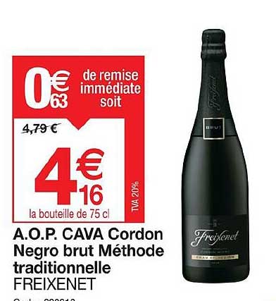 a.o.p. cava cordon negro brut méthode traditionnelle freixenet