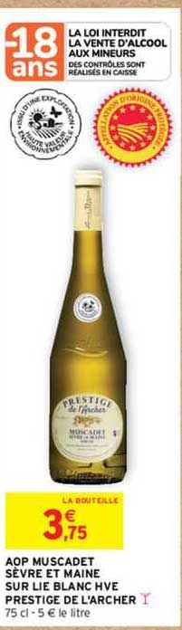 aop muscadet sèvre et maine sur lie blanc hve prestige de l'archer