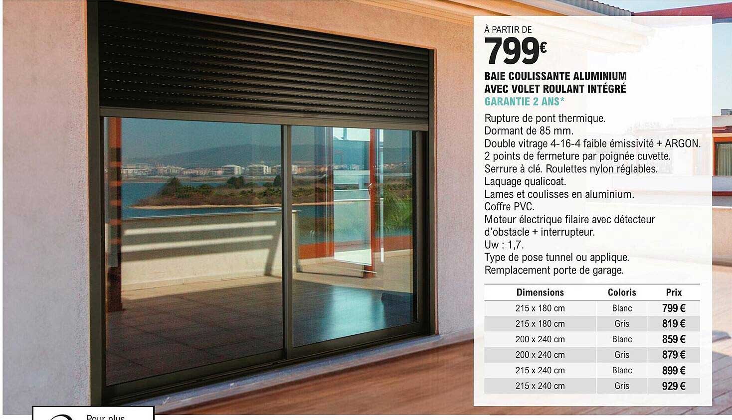 Baie Coulissante Aluminium Avec Volet Roulant Intégré