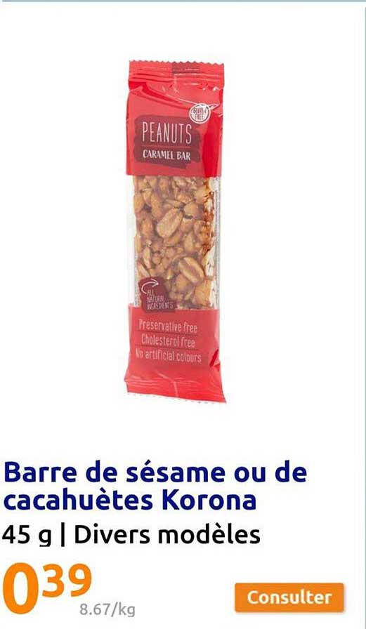 barre de sésame ou de cacahuètes korona