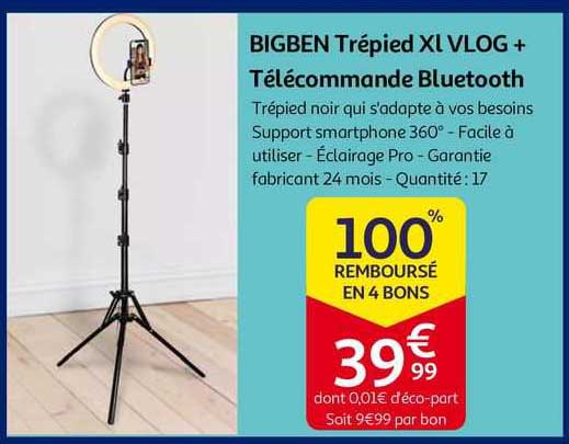 Bigben Trépied Xl Vlog + Télécommande Bluetooth
