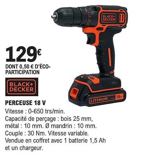 Black+ Decker Perceuse 18 V