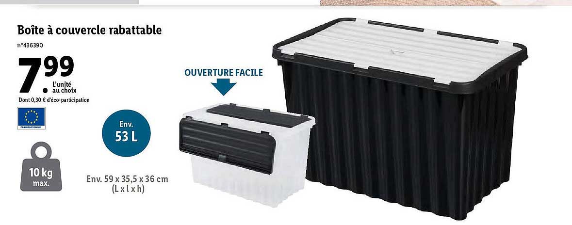 boîte à couvercle rabattable