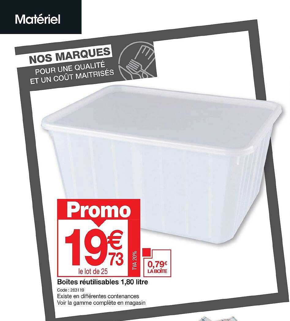 boîtes réutilisables 1,80 litre