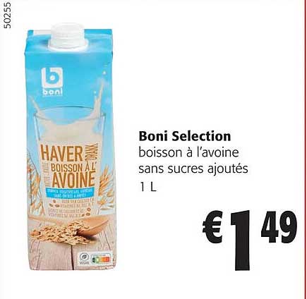 boni selection boisson à l'avoine sans sucres ajoutés