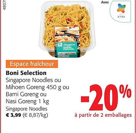 boni selection singapore noodles ou mihoen goreng ou bami goreng ou nasi goreng