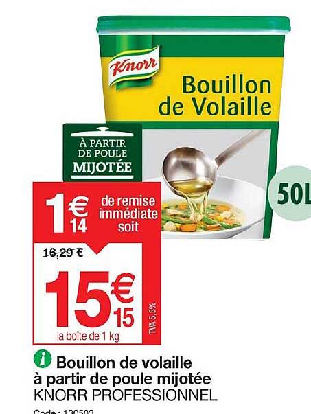 bouillon de volaille à partir de poule mijotée knorr professionnel