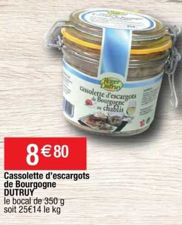 cassolette d'escargots de bourgogne dutruy
