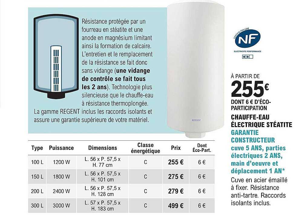 chauffe-eau électrique stéatite