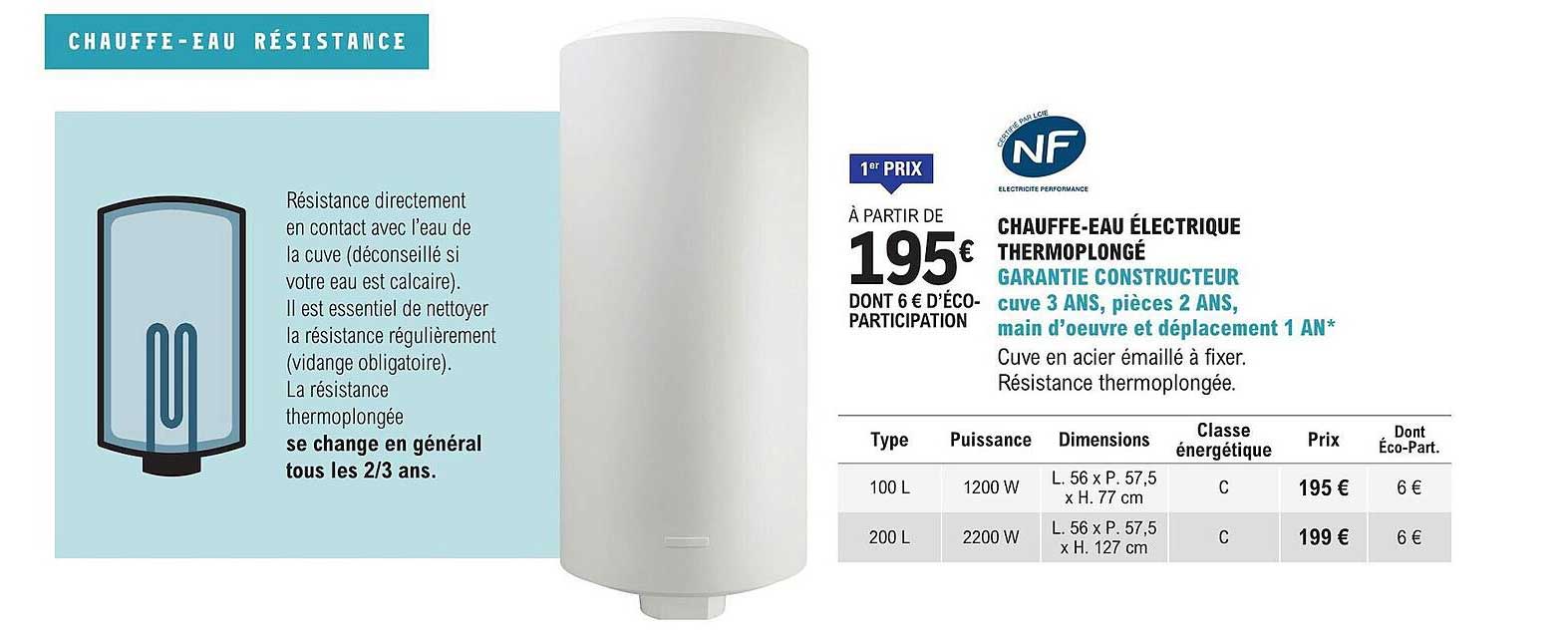 chauffe-eau électrique thermoplongé