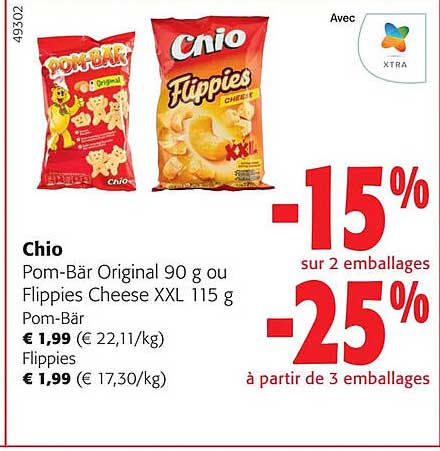 Chio Pom-bär Original 90 G Ou Flippies Cheese XXL
