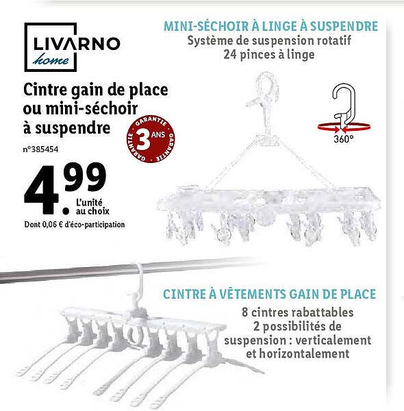 cintre gain de place ou mini-séchoir à suspendre livarno home