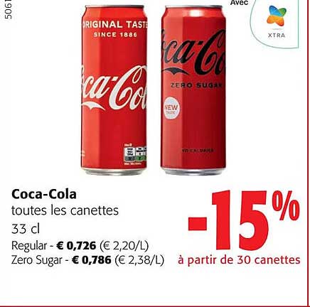 coca-cola toutles les canettes 33 cl