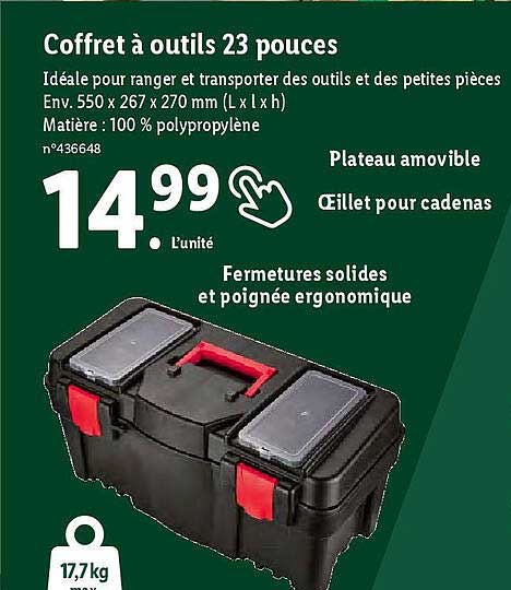 coffret à outils 23 pouces