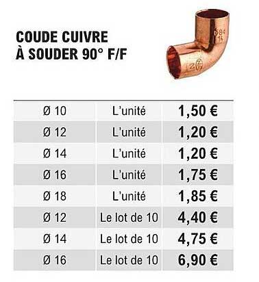 coude cuivre à souder 90° f/f