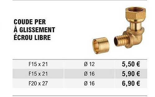 coude per à glissement écrou libre