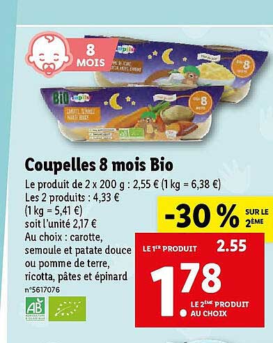 Coupelles 8 Mois Bio