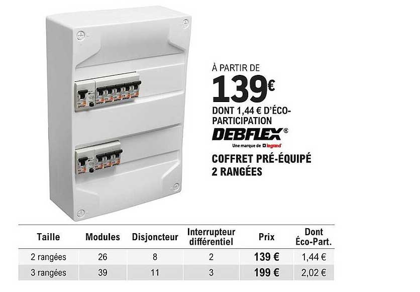 debflex coffret pé-équipé 2 rangées