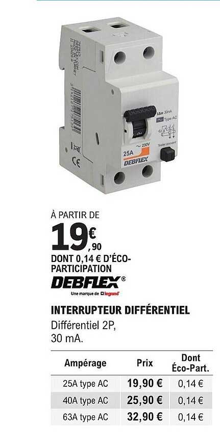 debflex interrupteur différentiel