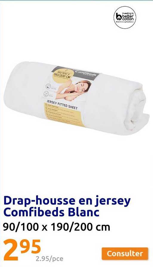 drap-housse en jersey comfibeds blanc