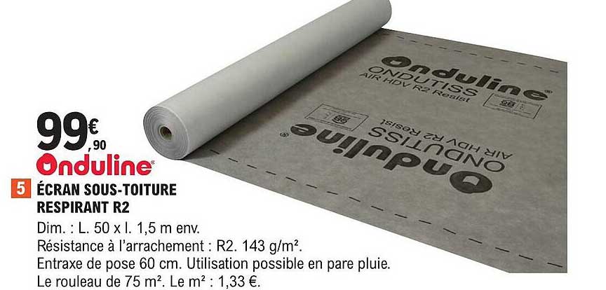 écran sous-toiture respirant r2 onduline