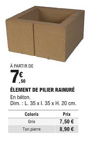 élément de pilier rainuré