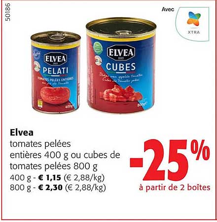 Elvea Toamtes Pelées Entières Ou Cubes De Tomates Pelées