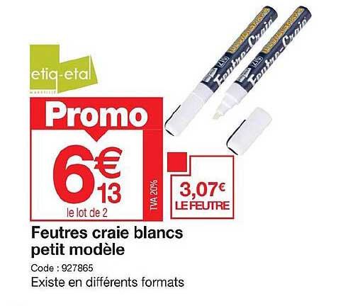 etiq-etal feutres craie blancs petit modèle