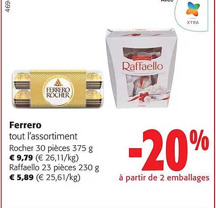 ferrero tout l'assortiment rocher raffaello