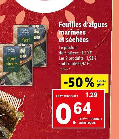 feuilles d'algues marinées et séchées vitasia