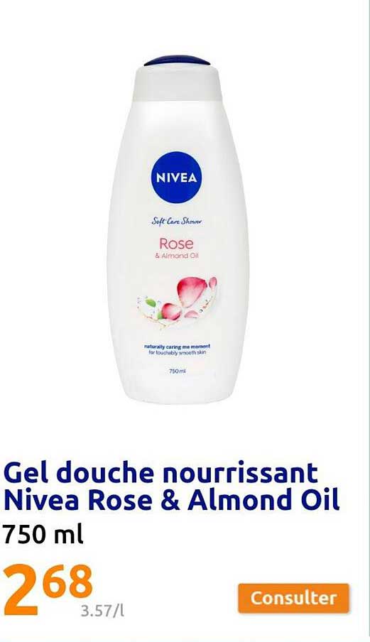 gel douche nourrissant nivea rose & almond oil