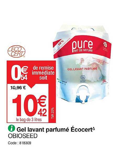 gel lavant parfumé écocert obioseed